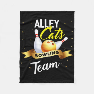 Alley Cat Bowling Shirt Funny Bowler Bowling Fleece Blanket