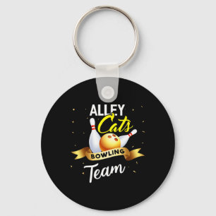 Alley Cat Bowling Shirt Funny Bowler Bowling  Keychain