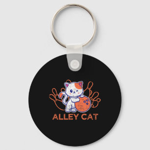 Alley Cat Bowling Team Humor Funny Bowler Cats Vin Keychain