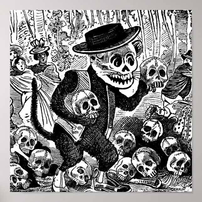 Alley Cat Calavera c. early 1900's Mexico. Poster (Front)