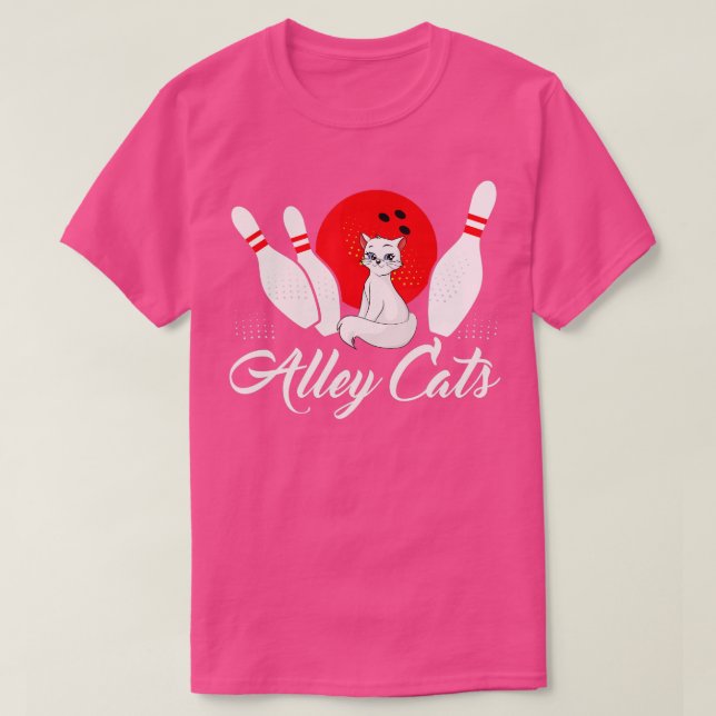 Alley Cat Funny Bowler Bowling 1  T-Shirt (Design Front)