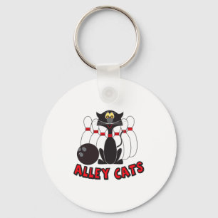 Alley Cats Bowling Pins T Shirt Keychain