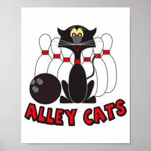Alley Cats Bowling Pins T Shirt Poster