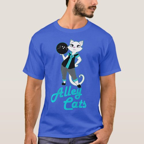 Alley Cats Bowling Team Ladies Backside Print T_Shirt