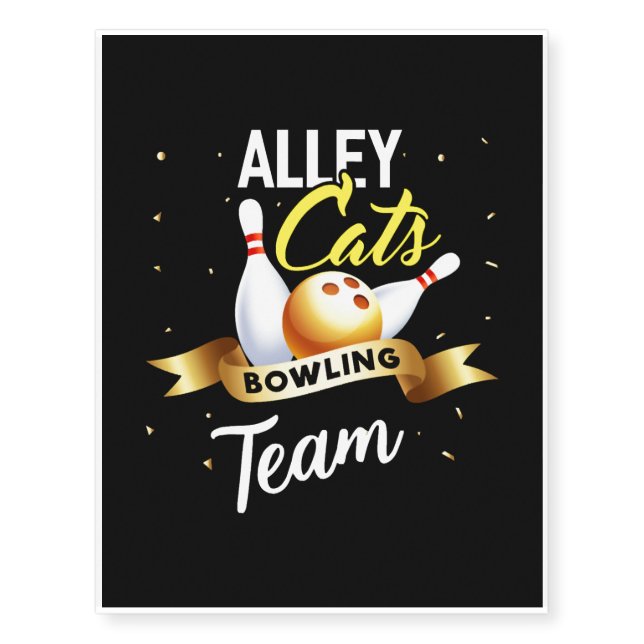 Alley Cats Bowling Team Temporary Tattoos (Front)