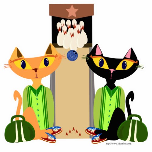 Alley Cats Fun Bowling Pets Design Retro Art Statuette