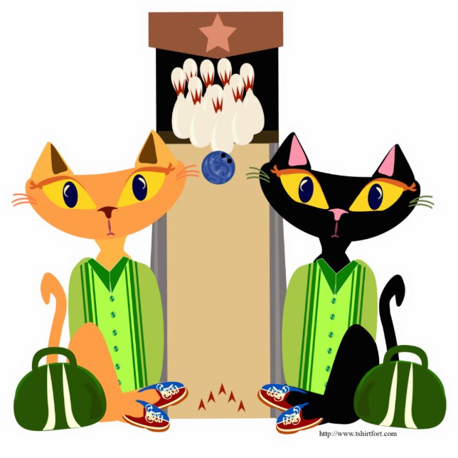 Alley Cats Fun Bowling Pets Design Retro Art Statuette (Front)