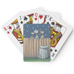 Alley Cats on a fence Classic Playing Cards