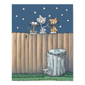 Alley Cats on a Fence Poster