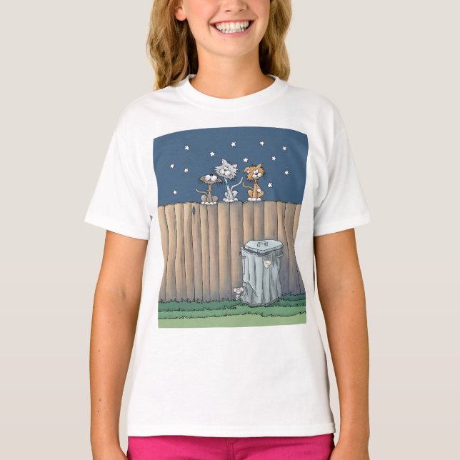Alley Cats on a fence T-Shirt (Front)