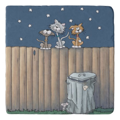 Alley Cats on a fence  Trivet