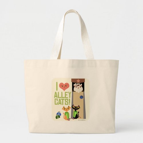 Alley Cats Retro Cartoon Bowling Pets Design Large Tote Bag