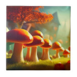 Alley of cute mushrooms colorful magical scenery ceramic tile