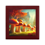 Alley of cute mushrooms colorful magical scenery gift box