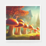 Alley of cute mushrooms colorful magical scenery napkins