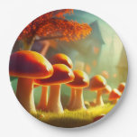 Alley of cute mushrooms colorful magical scenery paper plates