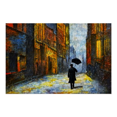 Alley on a Rainy Evening Poster