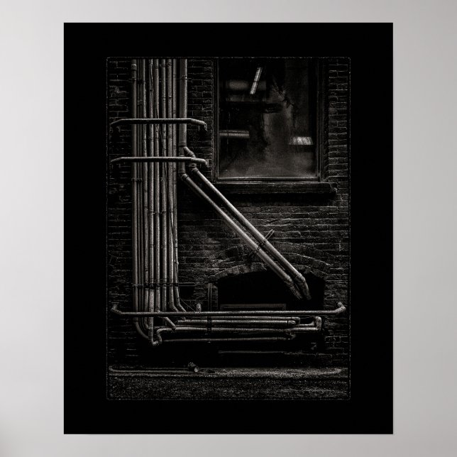 Alleyway Pipes No 2 with Border Poster (Front)