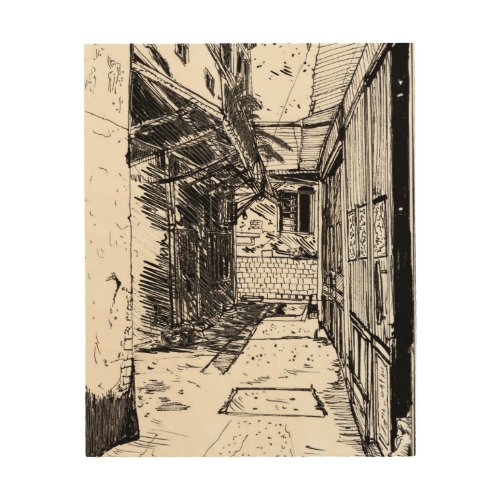 Alleyway Saigon Vietnam Cityscape Pen and Ink Art