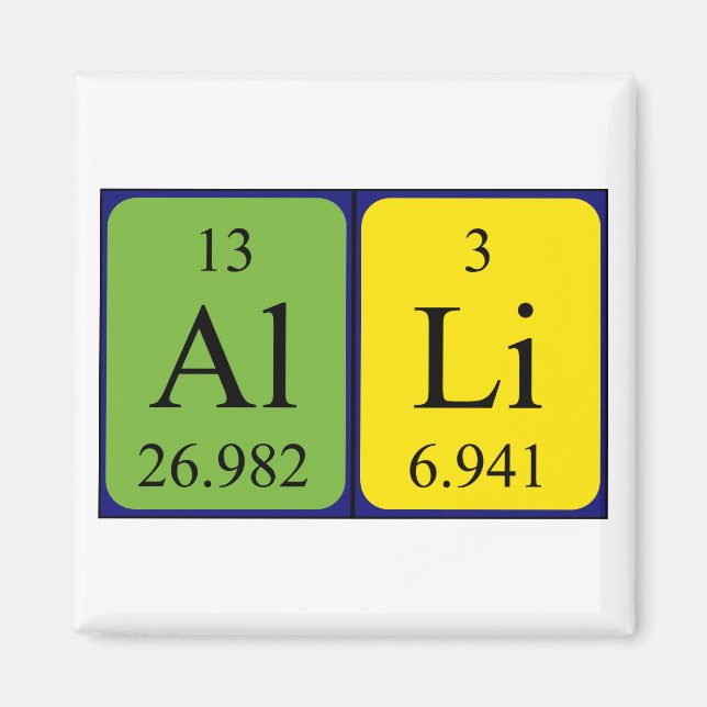 Alli periodic table name magnet (Front)