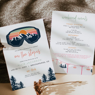 ALLIE Bright Colorful Mountain Ski Bachelorette Invitation