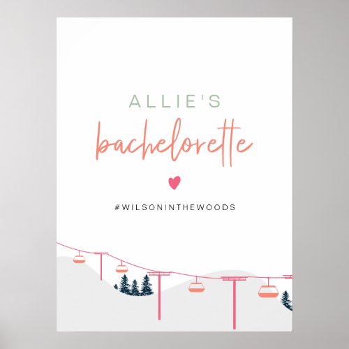 ALLIE Colorful Mountain Ski Bachelorette Welcome Poster