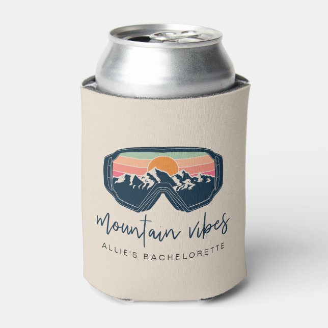 ALLIE Pink Mountain Vibes Ski Bachelorette Group Can Cooler (Can Front)