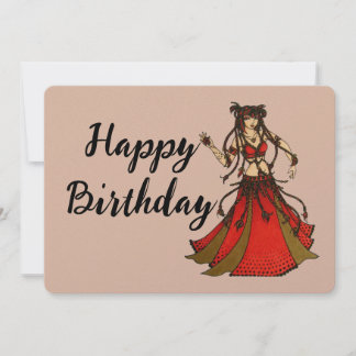 Alliecat Belly Dancer Happy Birthday Holiday Card