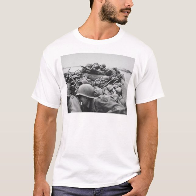 Allied World War II Soldiers Crossing the Rhine T-Shirt (Front)