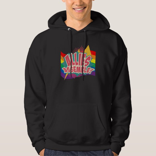 Allies Assemble Lgbtq Gay Rights Proud Pride Rainb Hoodie (Front)