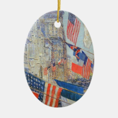 Allies Day May 1917 by Childe Hassam Vintage Art Ceramic Ornament