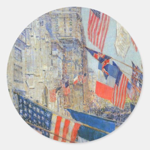 Allies Day May 1917 by Childe Hassam Vintage Art Classic Round Sticker