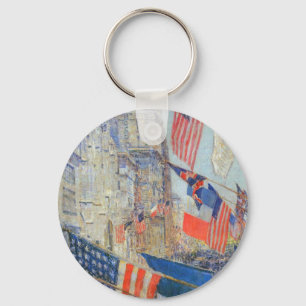 Allies Day, May 1917 by Childe Hassam, Vintage Art Keychain