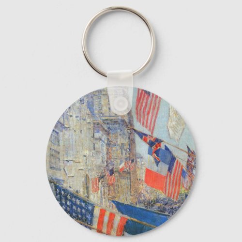 Allies Day May 1917 by Childe Hassam Vintage Art Keychain
