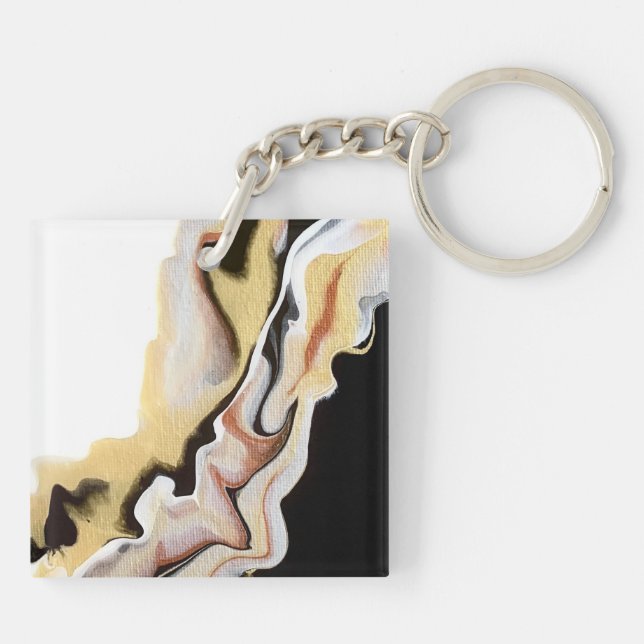 Alligare Golden Abstract Acrylic Fluid Art Keychain (Back)