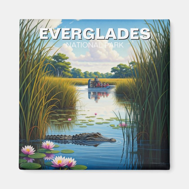 Alligator Airboat Everglades National Park Florida Magnet (Front)