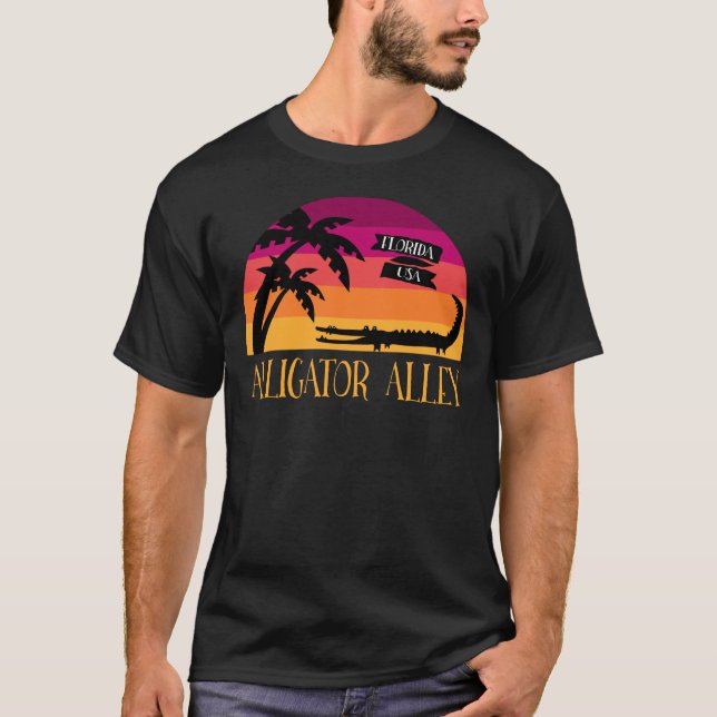 Alligator Alley Florida Everglades Retro T-Shirt (Front)