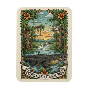 Alligator and Airboat Everglades National Park Magnet