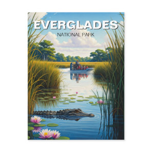 Alligator and Airboat Everglades National Park Postcard