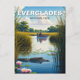 Alligator and Airboat Everglades National Park Postcard