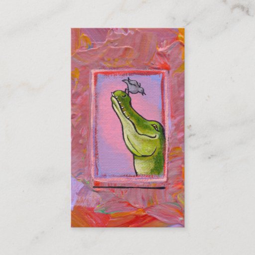 Customizable Alligator and bird balance of power fun unique art business card