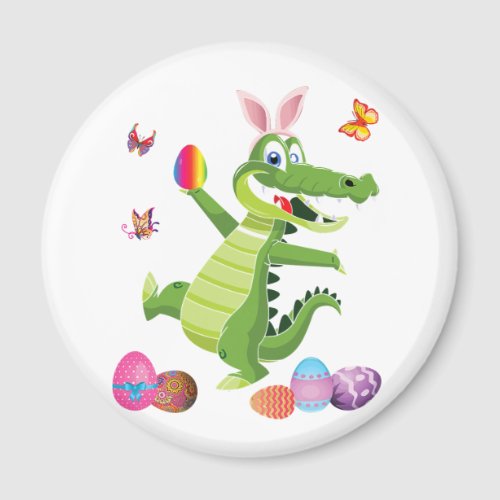 alligator and bunny rabbit hat easter eggs happy d magnet