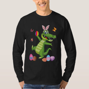 Alligator And Bunny Rabbit Hat Easter Eggs Happy D T-Shirt