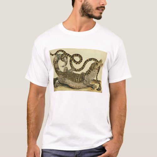Alligator and Snake 1730 coloured engraving T_Shirt
