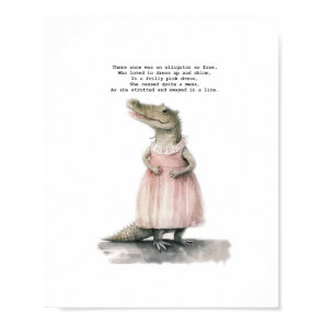 Alligator Art Print - "Alligator in Pink"