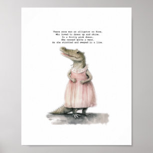 Alligator Art Print - "Alligator in Pink"