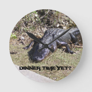 Alligator Asking About Dinner in Sunlit Everglades Round Clock