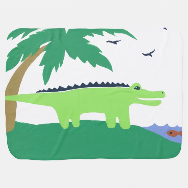 Alligator Baby Blanket, Matches Safari Sky, Cute Stroller Blanket (Horizontal)