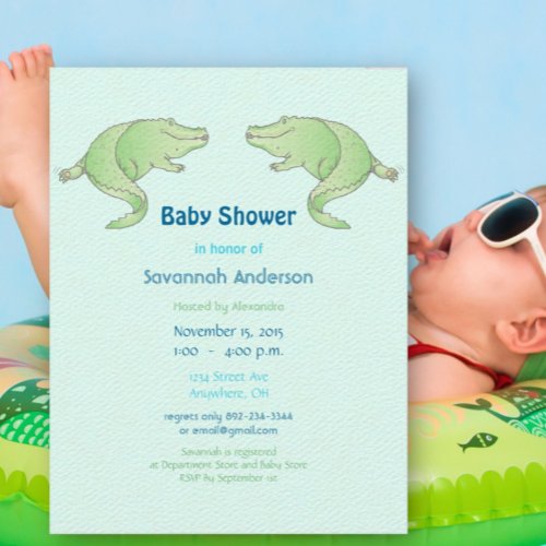 Alligator Baby Boy Shower Invitations