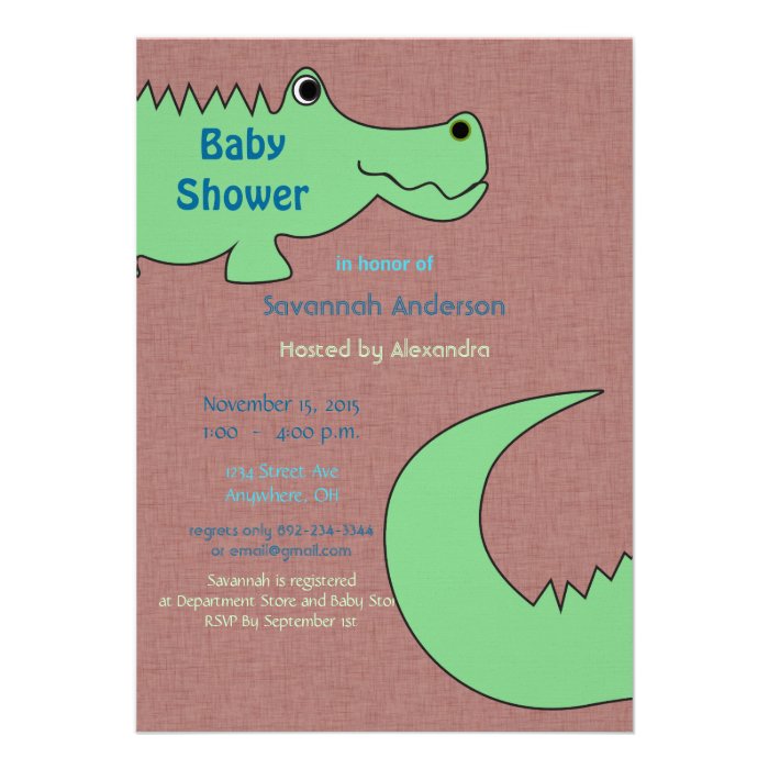 Alligator Baby Boy Shower Invitations